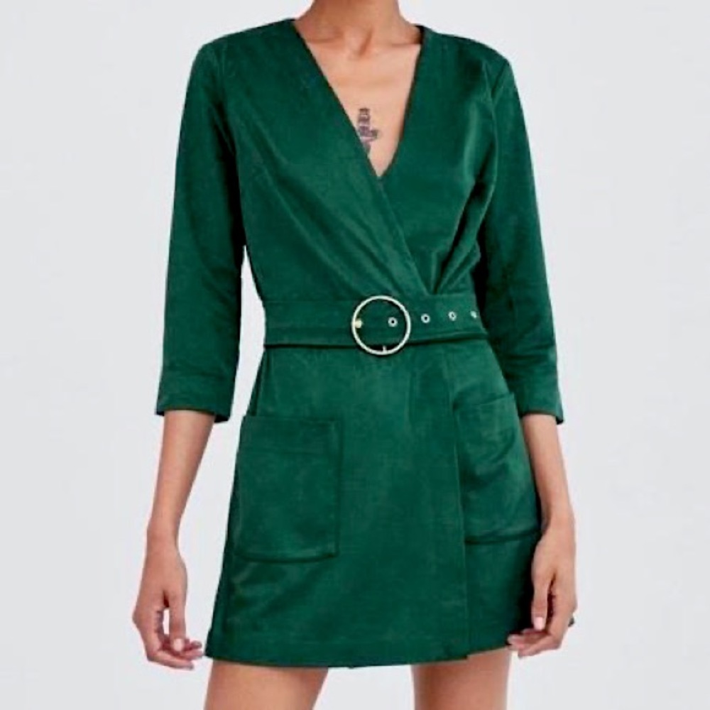 Green Suede Romper | ZARA